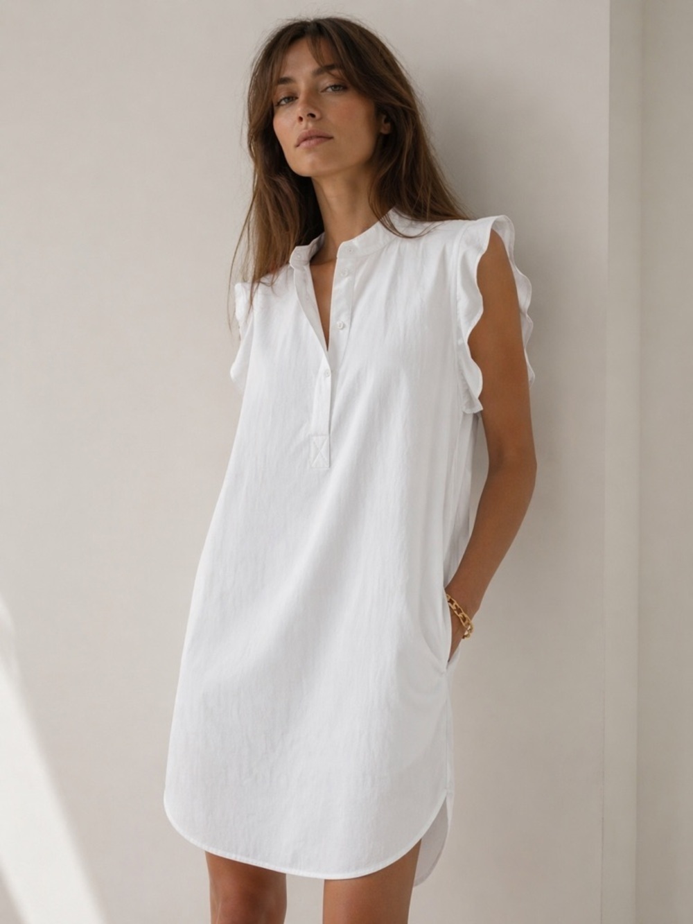STELLA McCARTNEY White ruffled Polo cotton-piqué dress